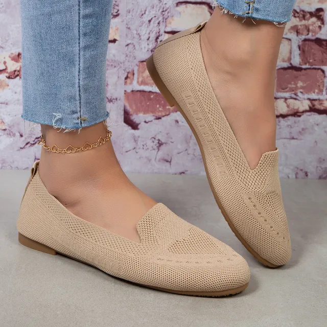 Fly Woven Mesh Low cut Slip on Lazy Flat Women's Casual Shoes Beige - Shop at LoveMi