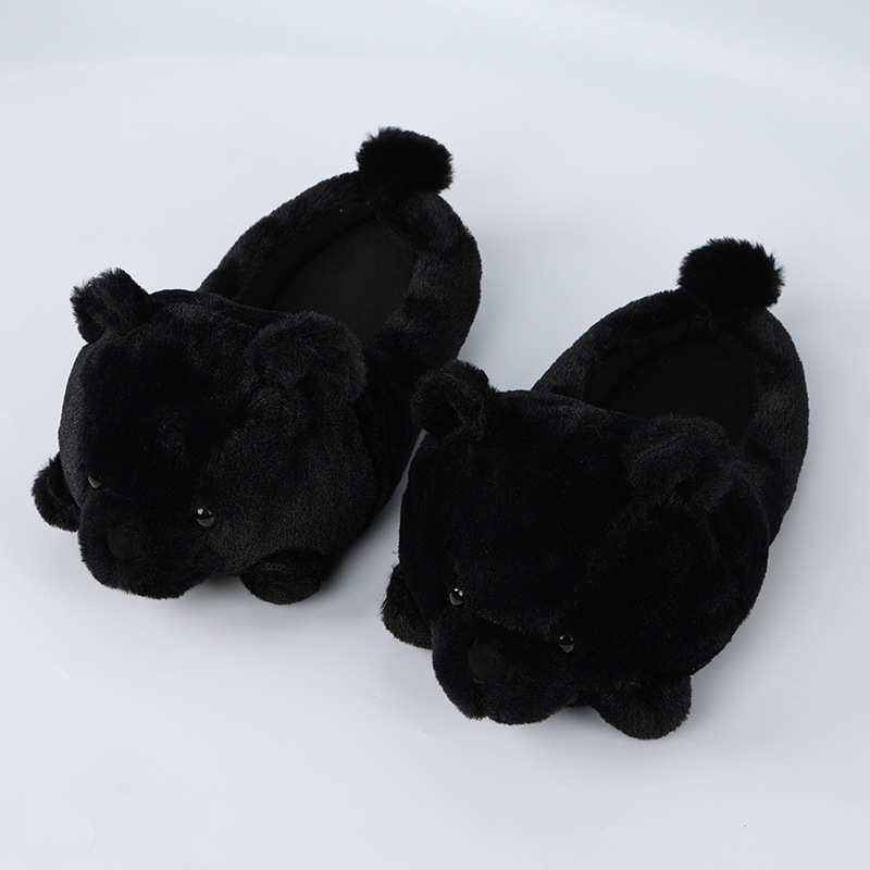 Black Teddy Bear Half Slippers