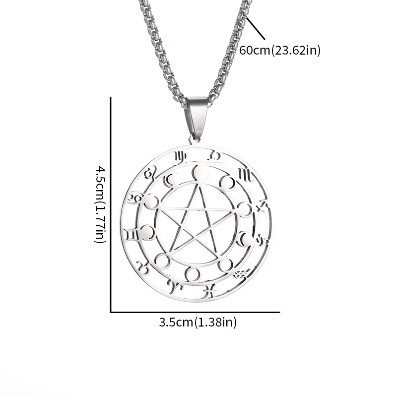 Fashion Hollowed-out Round Pentagram Necklace