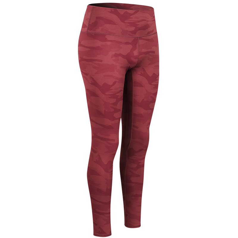 Women's Fashion Casual Printing High Waist Hip Lift Sports Trousers Red Camouflage - Shop at LoveMi