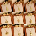 Stainless Steel Heart Bow Flower Necklace And Earrings Set view 7