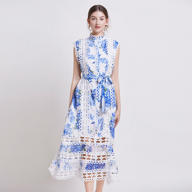 French Style Temperament Hollow Lace Line Skirt Summer