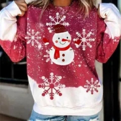 Women's Long-sleeved T-shirt Christmas Snowman Printed Design - F168Z1233 - View 1