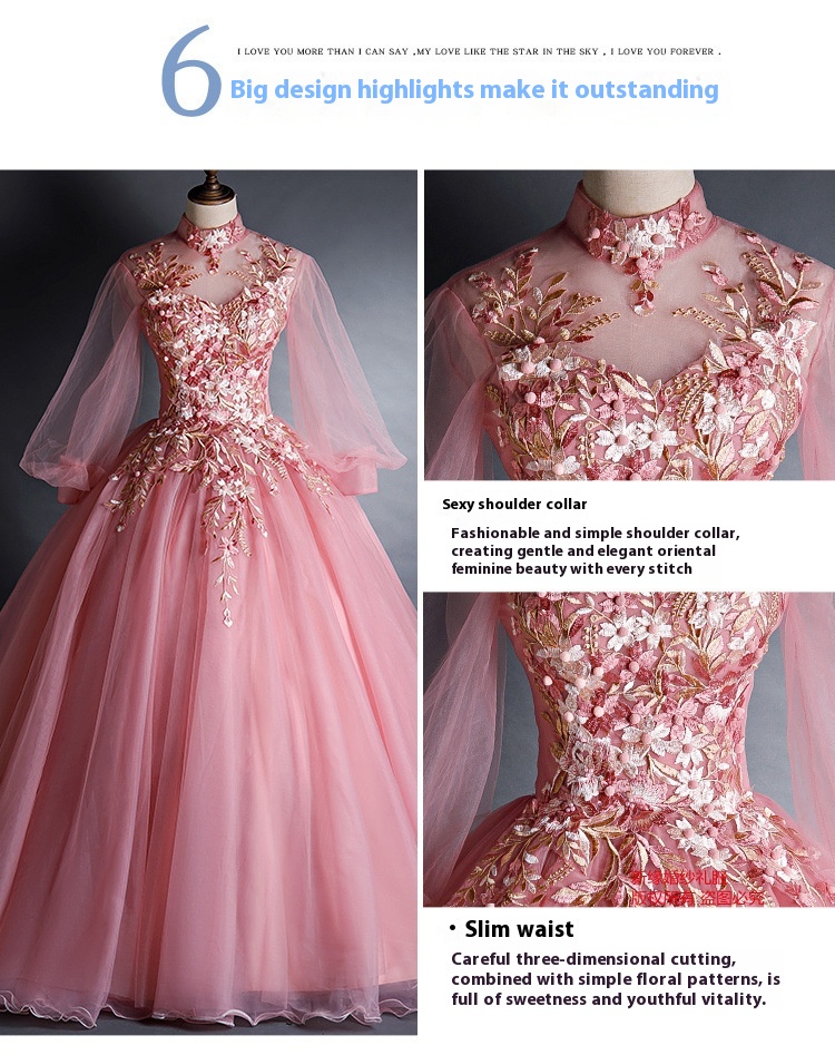 Long-Sleeve Mesh Evening Dress, picture 8 of 9