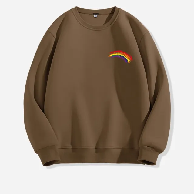 Women's Long sleeved Solid Color Rainbow Printing Sweater Brown - Shop at LoveMi