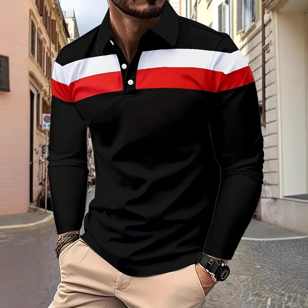 Men's Button Casual Slim Lapel 3D Printed