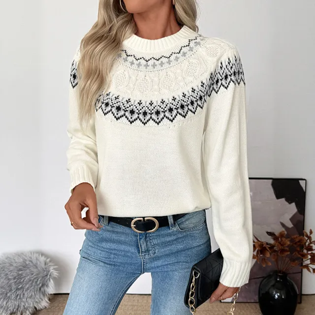 Loose Inner Wear Pullover Long Sleeve Round Neck Lift Sweaters Women's Clothing White - Shop at LoveMi