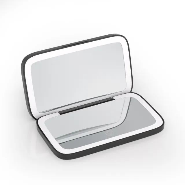Portable Led Make up Mirror Luminous Mirror Double sided With Light Led Make up Mirror With Light Black - Shop at LoveMi
