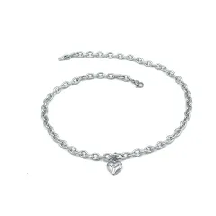 Stainless Steel Pet Cat Dog Love Heart Pendant Necklace - Silver 30Cm - View 1