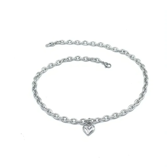 Stainless Steel Pet Cat Dog Love Heart Pendant Necklace Silver 30Cm - Shop at LoveMi