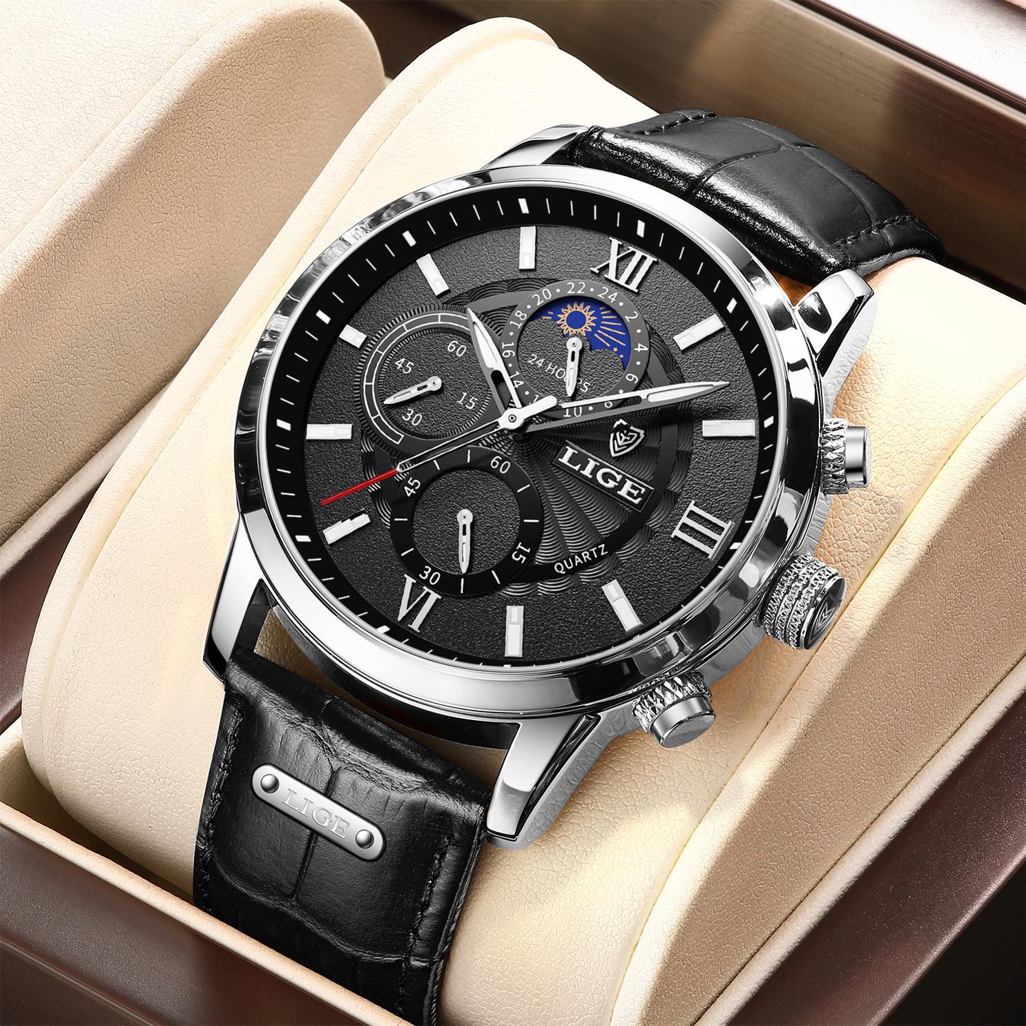 Mens High-end Quartz Watch Multifunction Chronograph Luminous And Water-resistant Wristwatch 3