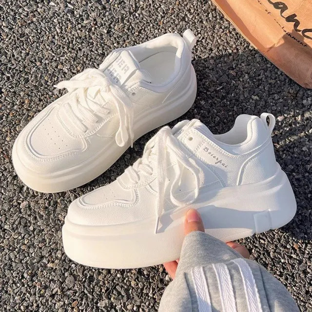 Platform Special interest Design Versatile Casual Sneakers White - Shop at LoveMi