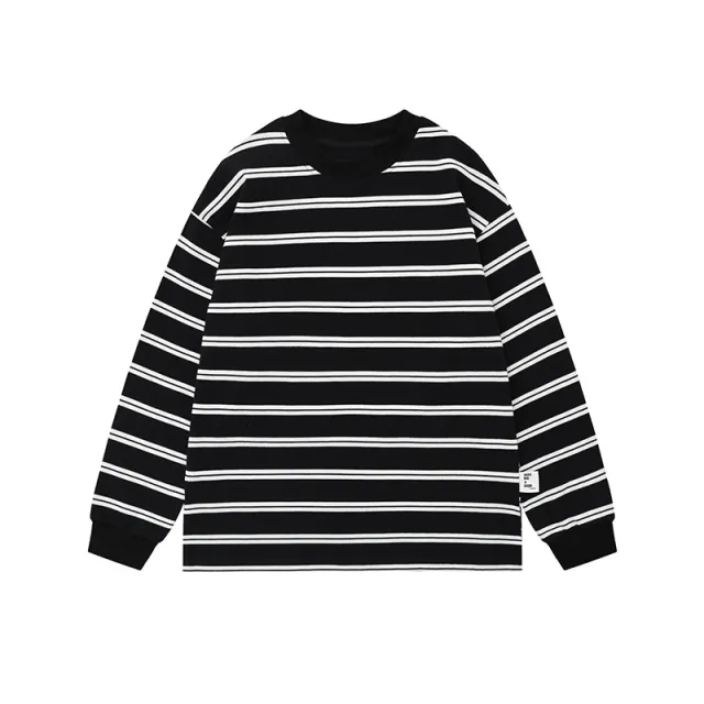 Long Sleeve Early Autumn All matching Pullover Loose Couple's Tops Black - Shop at LoveMi
