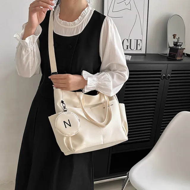 Women Shoulder Crossbody Bag Canvas Tote Messenger Bag Ladies Hand Bags Female Handbag Beige - Shop at LoveMi