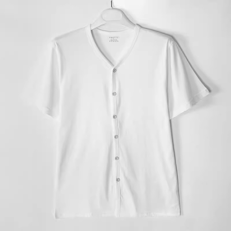 Men's Cotton Cardigan Short-Sleeve T-Shirt