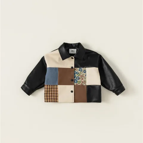 Baby Autumn and Winter Kids' Overcoat Boy's Leather Jacket