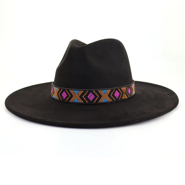 Women's Suede Bohemian Large Brim Flat Top Hat Black - Shop at LoveMi