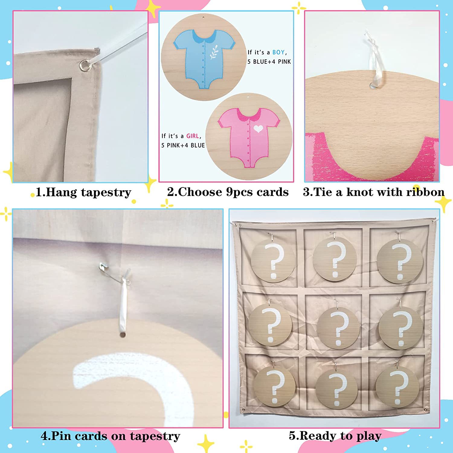 Title 5, Baby Gender Reveal Party Game Props. Create Unf...