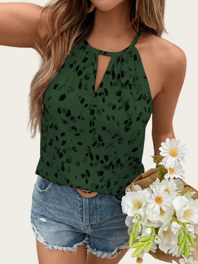 Simple Printed Beautiful Back Camisole For Women Green - Shop at LoveMi