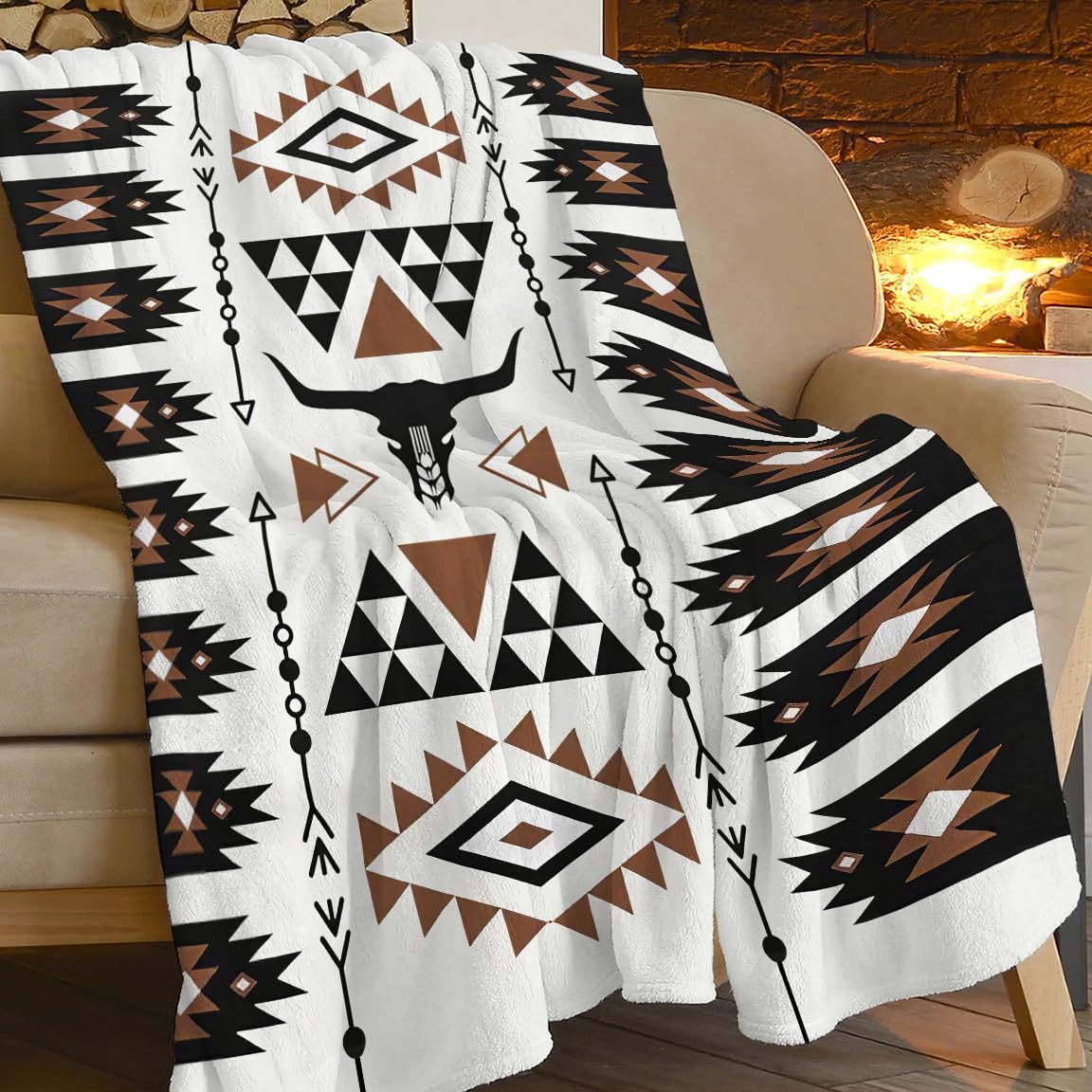 Bohemian-style Flannel Blanket For Cozy Bedding