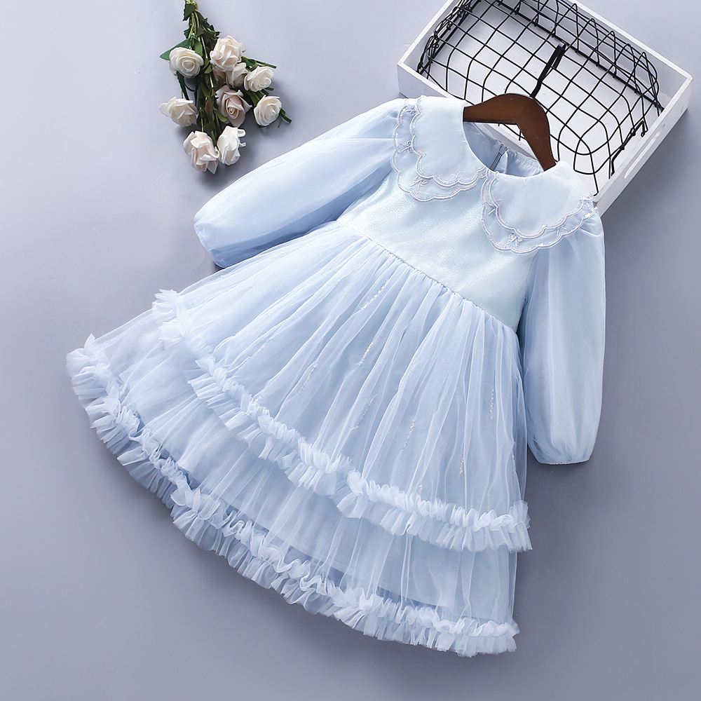 Children's Sweet Long-sleeved Tulle Skirt With A Delicate Mesh Texture