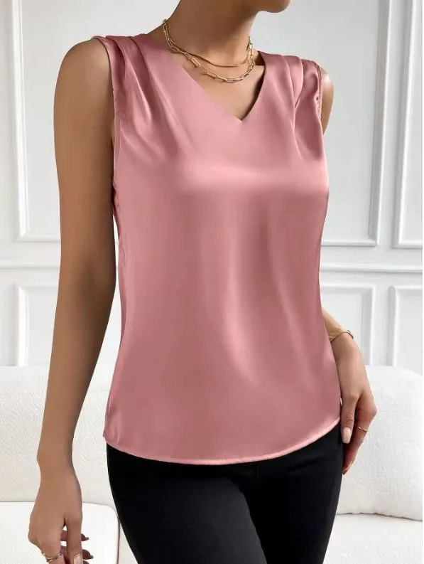 Women's Fashion Personalized Pure Satin Top Pink - Shop at LoveMi