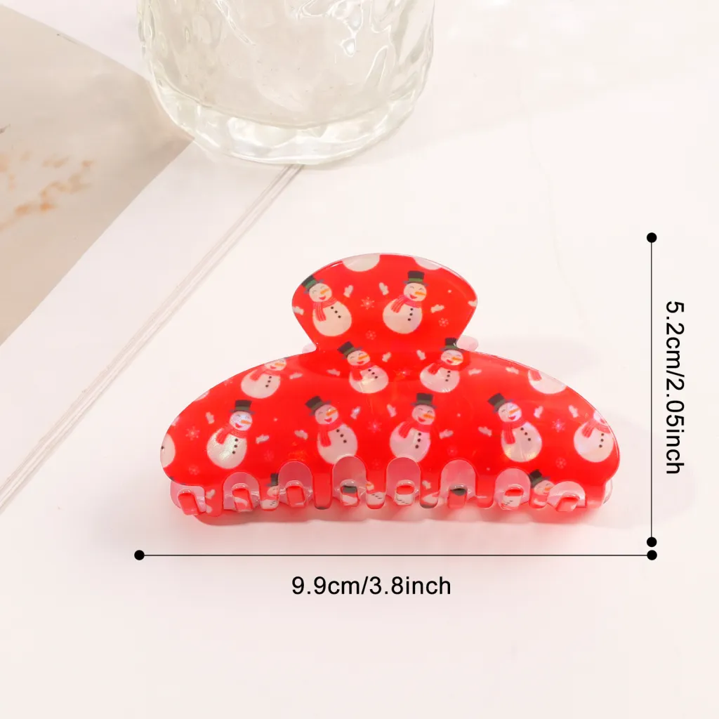 Christmas Themed Atmospheric Colorful Shark Hair Clip - Red Snowman