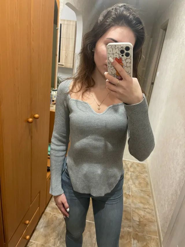 Women's Off neck Pullover Long Sleeve Top Bottoming Sweater Gray - Shop at LoveMi