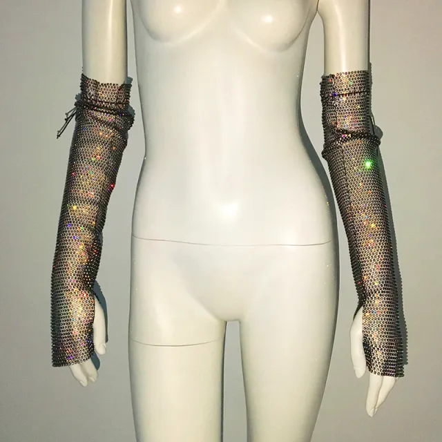Punk Rhinestone Spaghetti Strap Bra Music Festival Top Black Ab Diamond Open Cuff - Shop at LoveMi
