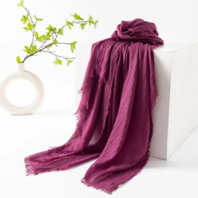 Thin Type Sunscreen Scarf Imitation Cotton And Linen Solid Color Simple Shawl 42 Violet - Shop at LoveMi