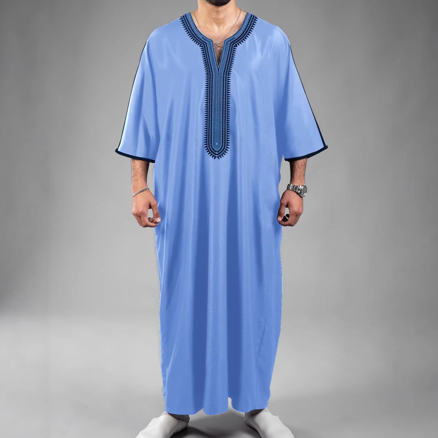 3D Digital-Print Ethnic Moroccan Mens Robe