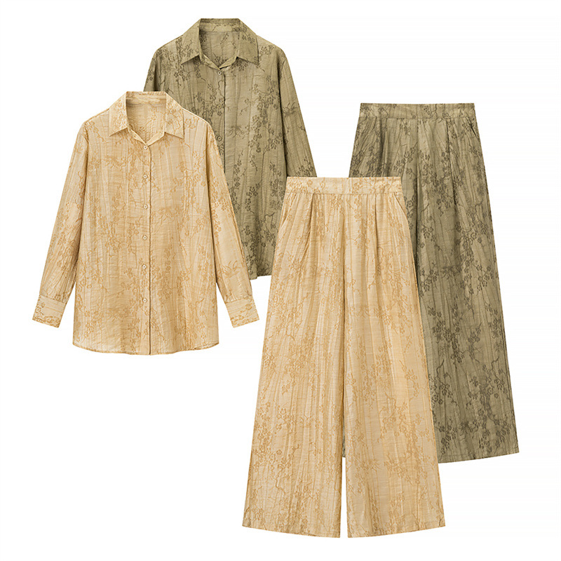 Jacquard Loose-fitting Shirt Casual Pants Two-piece Suit