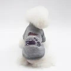Dog Winter Pet Clothes Brushed Hoody - Motorcycle Sweater Grey - View 1