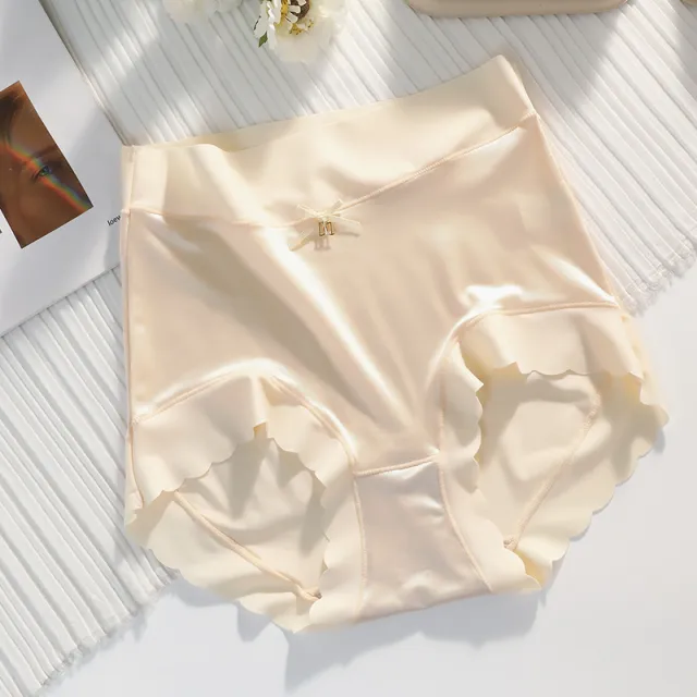 Women's Mid Waist Comfortable Satin Ice Silk Underwear Skin Color - Shop at LoveMi