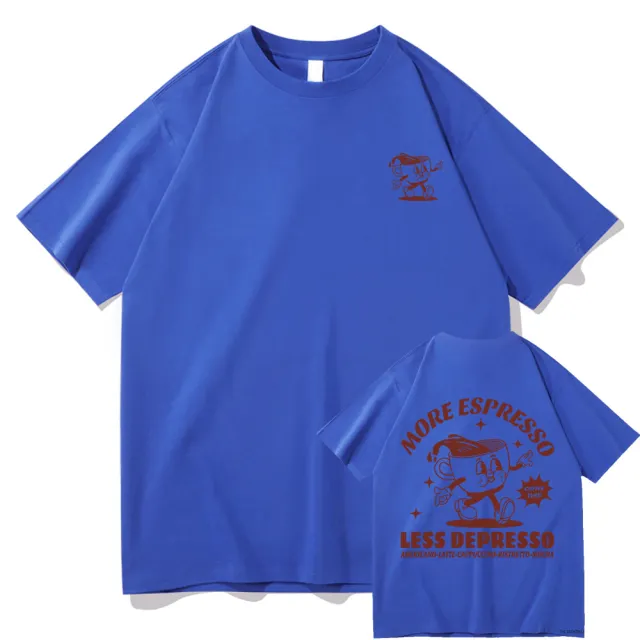 More Espresso Less Depression T shirt Ancient Pattern Men And Women Blue - Shop at LoveMi