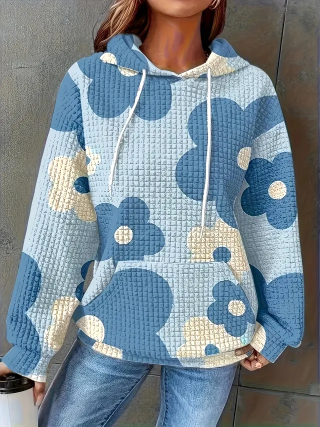 Hooded Sweatshirt Digital Printing Casual Women's Hooded Sweatshirt Blue - Shop at LoveMi