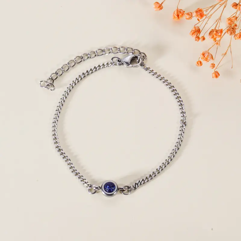 European And Birthstone Bracelet For Women Made Of Stainless Steel