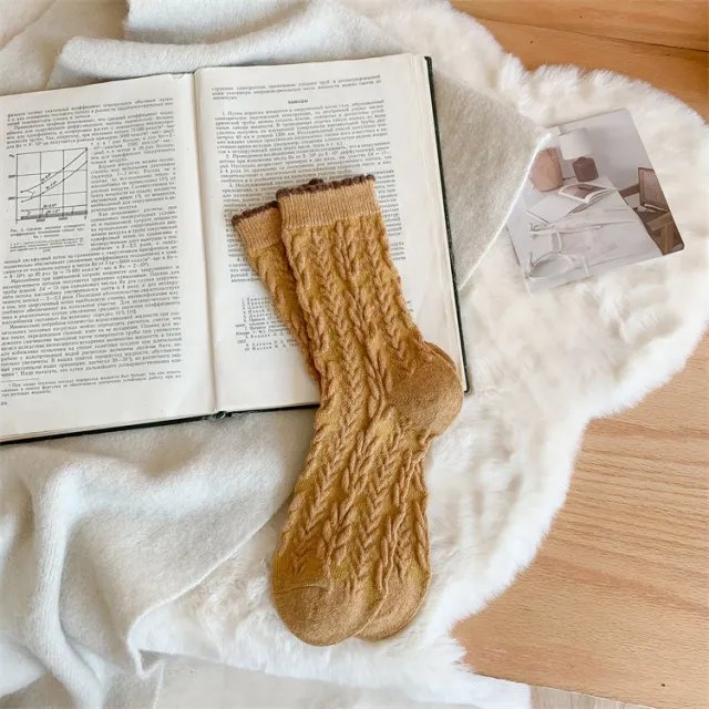 Women's Winter Thick Wool Socks Yellow Series Cashmere Bunching S Yellow Wheat - Shop at LoveMi
