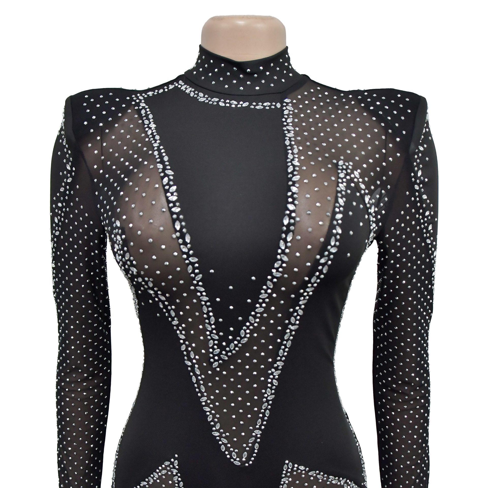 Title 9, Wear Pure Color Mesh Rhinestone Long-sleeved Tr...