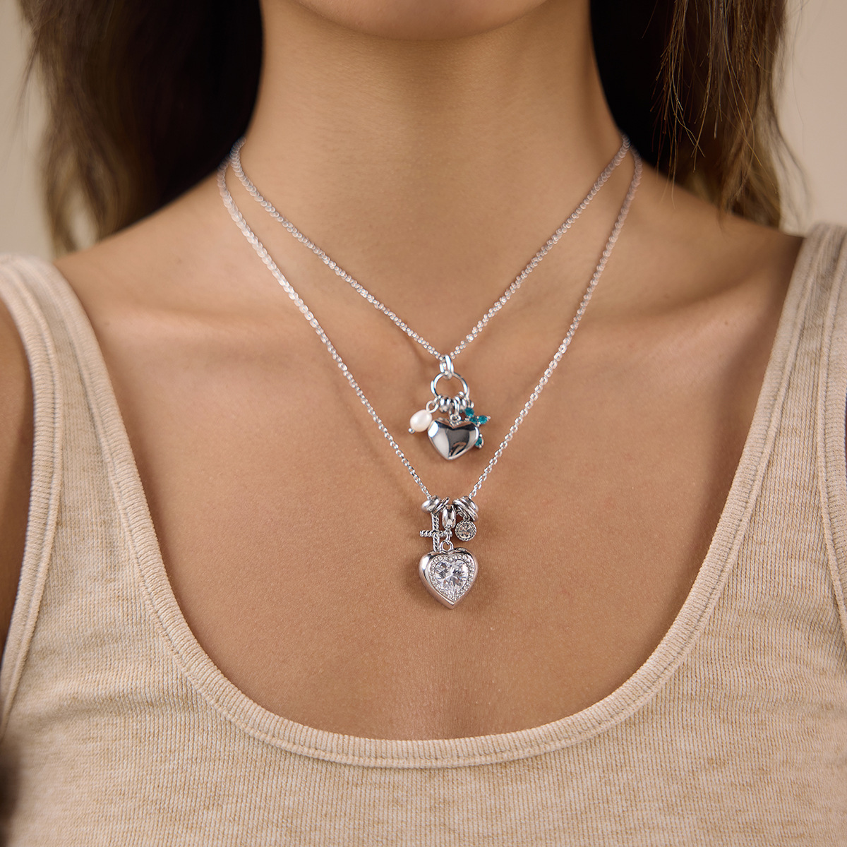 Collier Cœur Zircon Acier Titane — Pendentif Doré pour Femme 2
