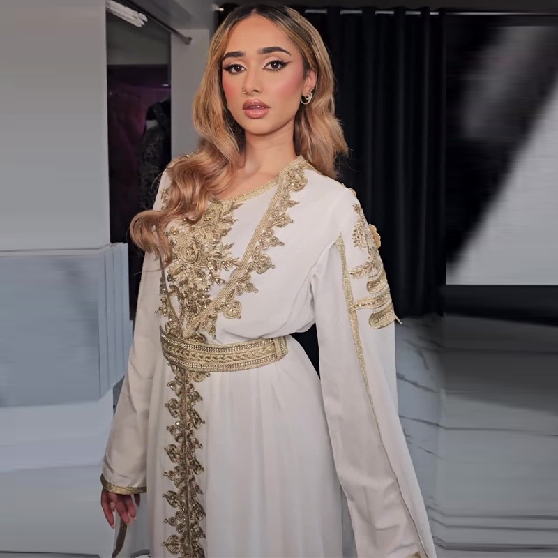 French Vintage Style Phnom Penh Embroidery Elegant Long Dress