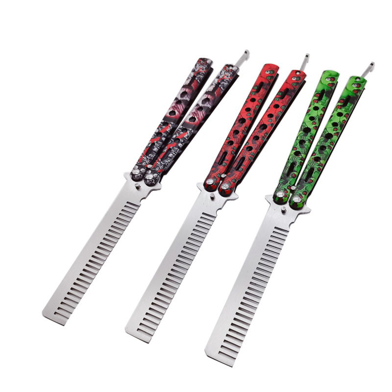 Butterfly Folding Knife Not Open Blade 3D Practice Butterfly Comb