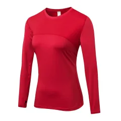 Women's Tight PRO Fitness Running Yoga Sports T-shirt - Red - View 1