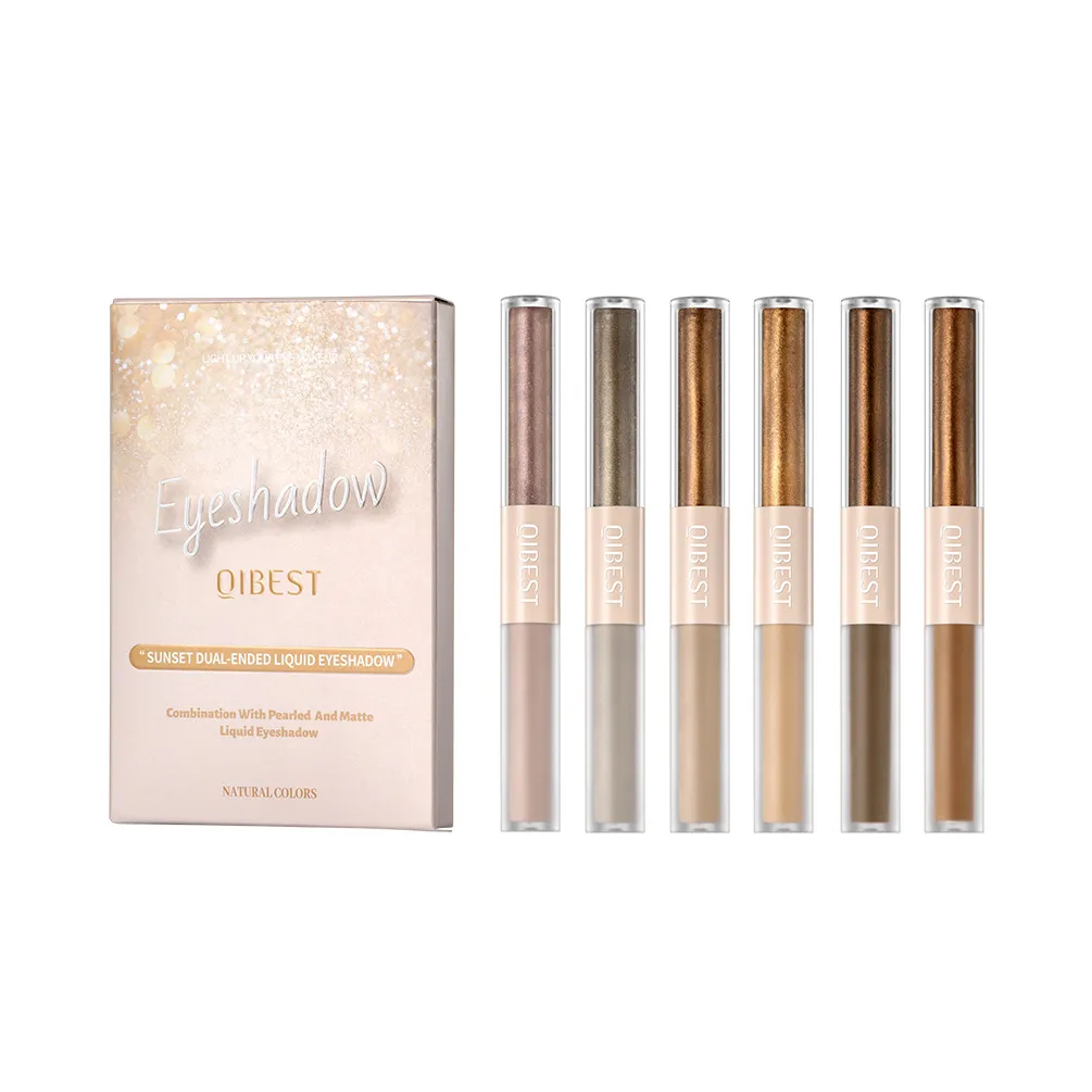 Double-headed Liquid Eye Shadow Shimmer Matte Thin And Glittering - Q2332 6Pcs