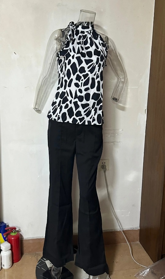 New Fashion Printed Halter Sleeveless Casual Loose Outfit Pants