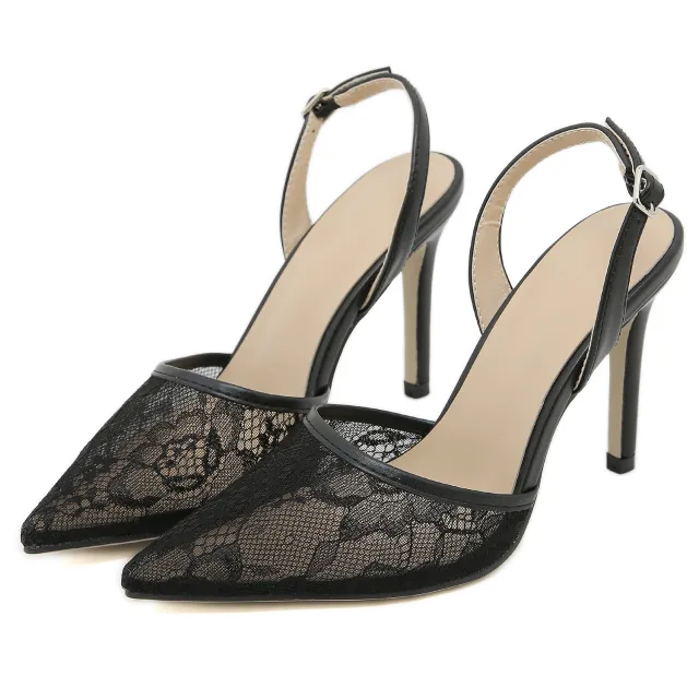 Women's French Lace Wedding Party High Heels Black - Shop at LoveMi