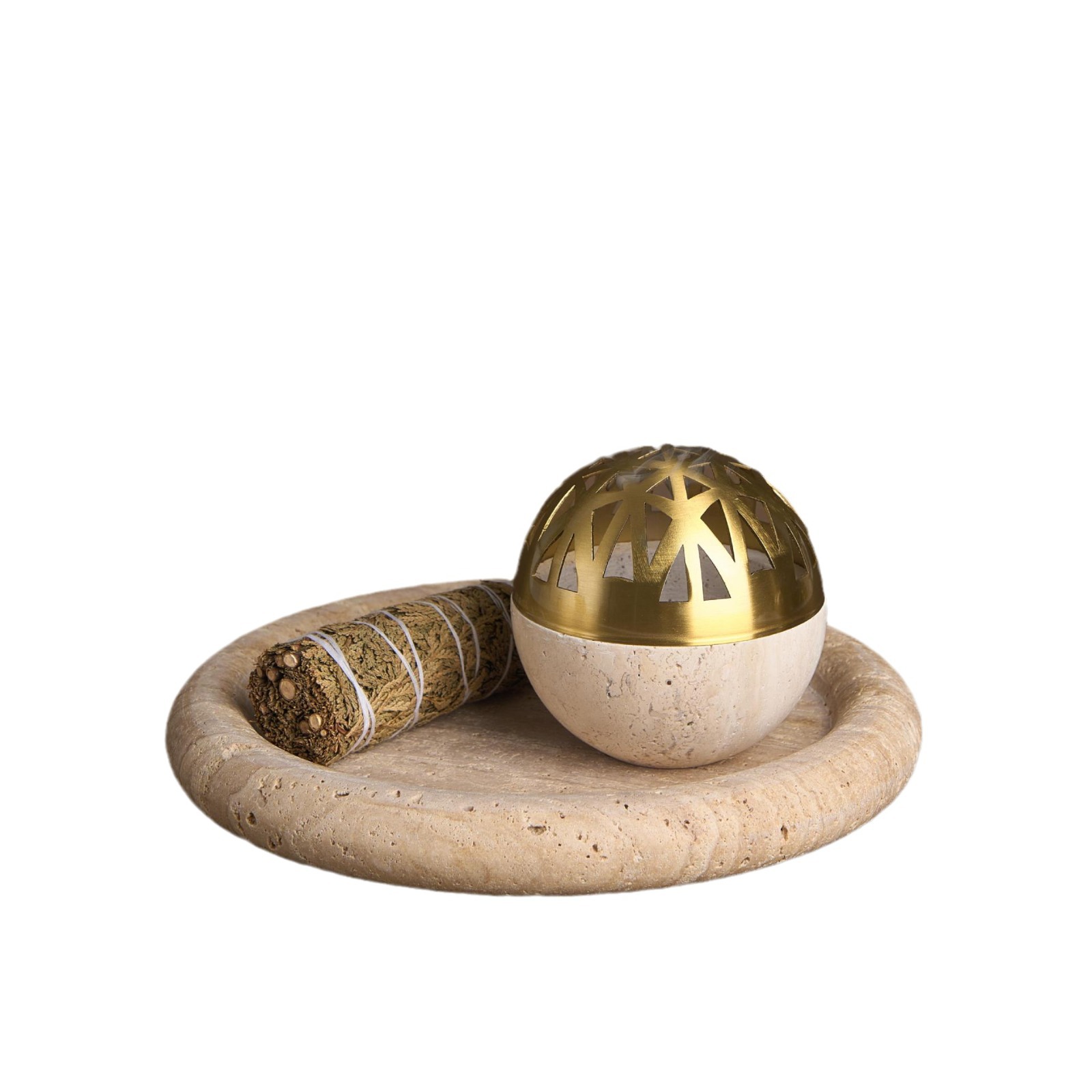 Marble aromatherapy ornament sphere incense burner (brown)