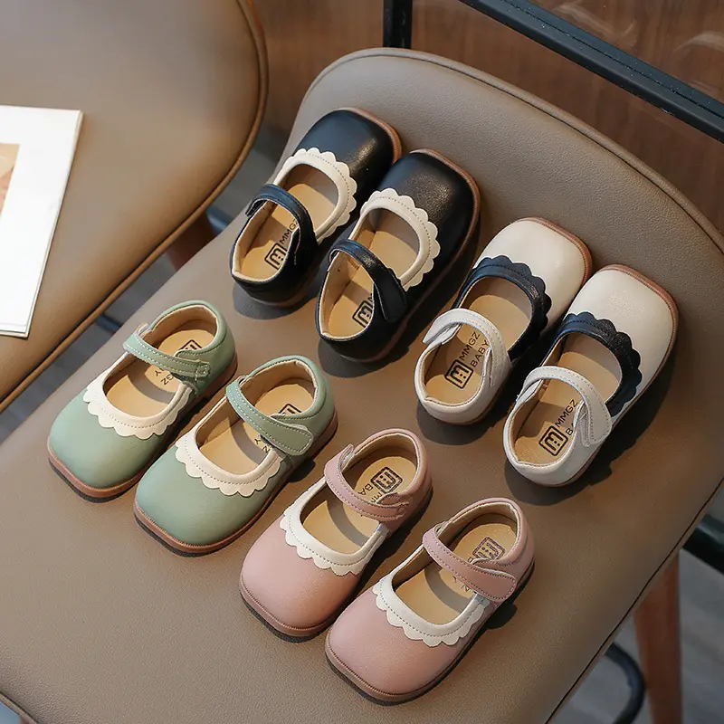 Girls' Princess Soft-soled Lace Leather Shoes