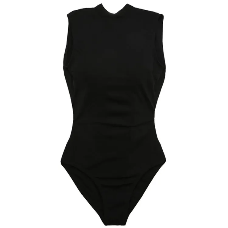 Women's Backless Halter Lace-up Triangle One-piece - Black