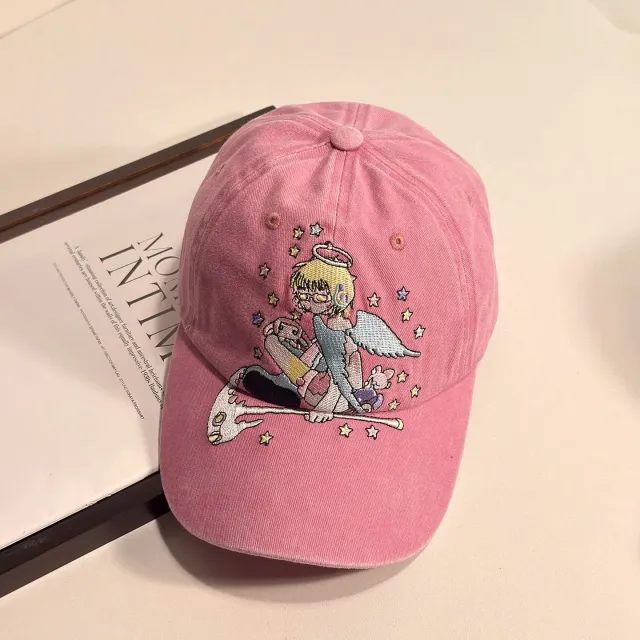 Mu Nan Orange Retro American Baseball Hat Adjustable Pink - Shop at LoveMi